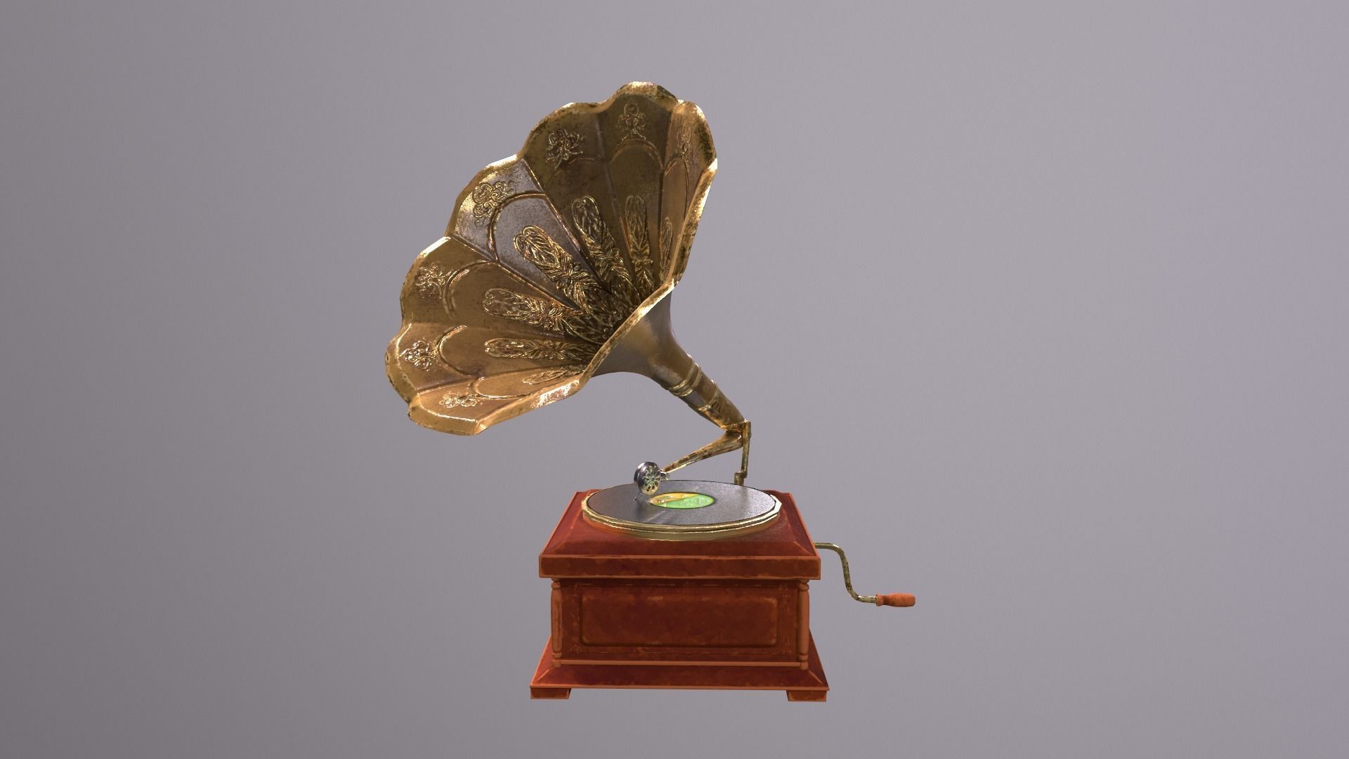 Phonograph gramophone Low-poly 3D model_3