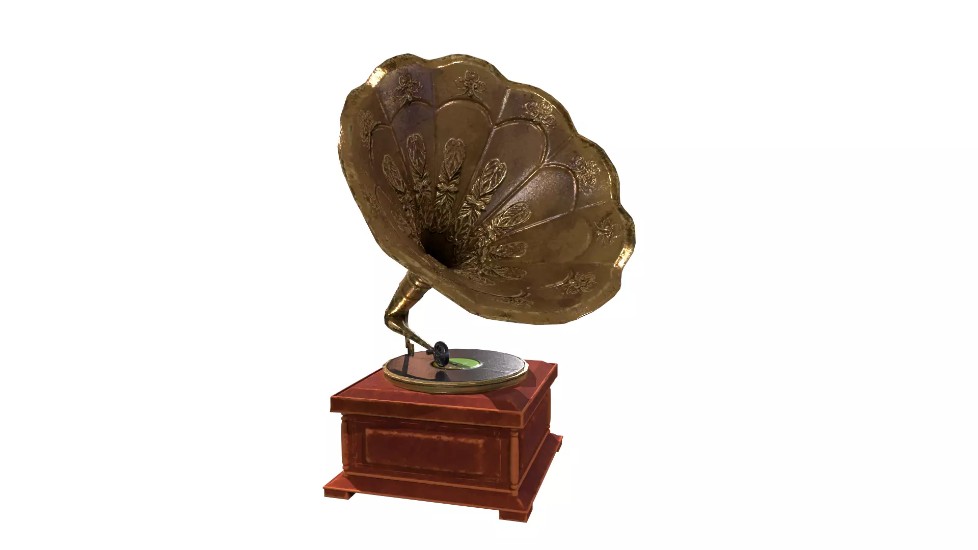 Phonograph gramophone Low-poly 3D model_0