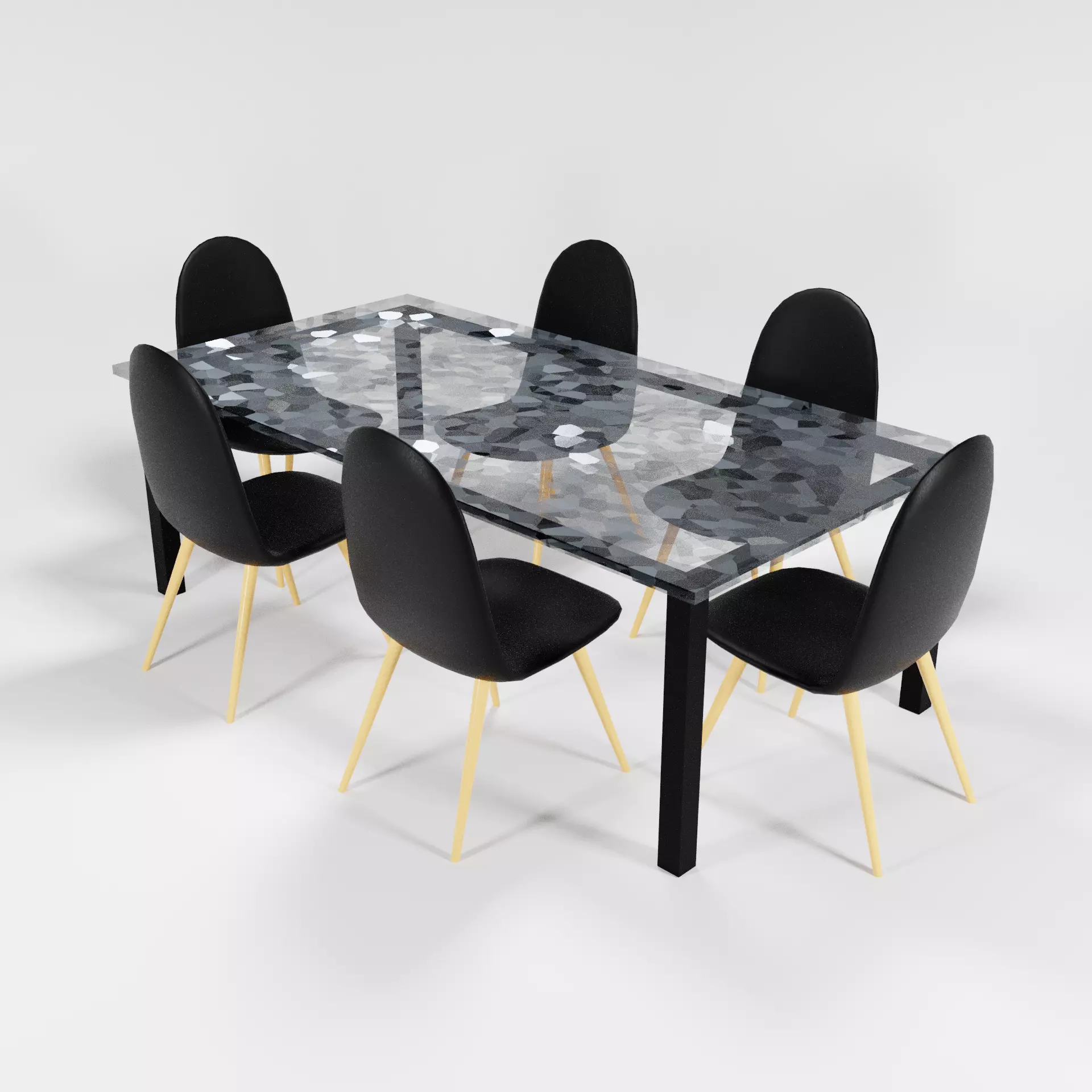 Table and chairs set Free low-poly 3D model