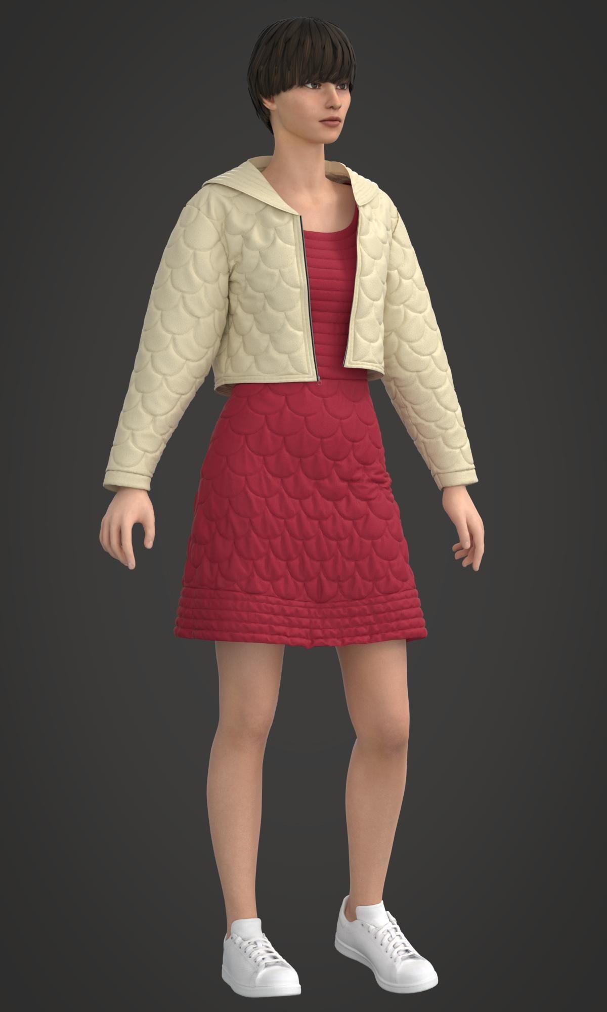 8 Women Puffer Clothes 3D model_13