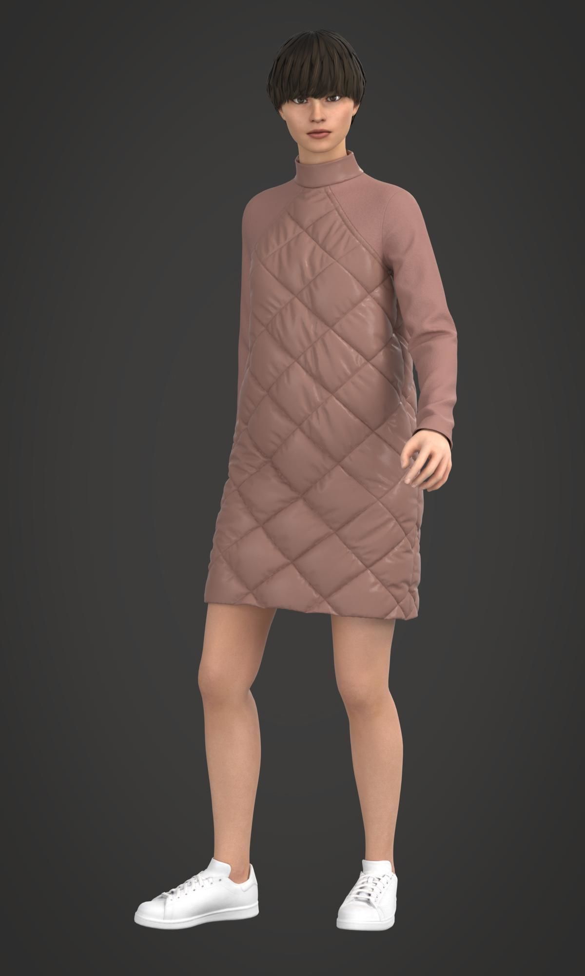 8 Women Puffer Clothes 3D model_11