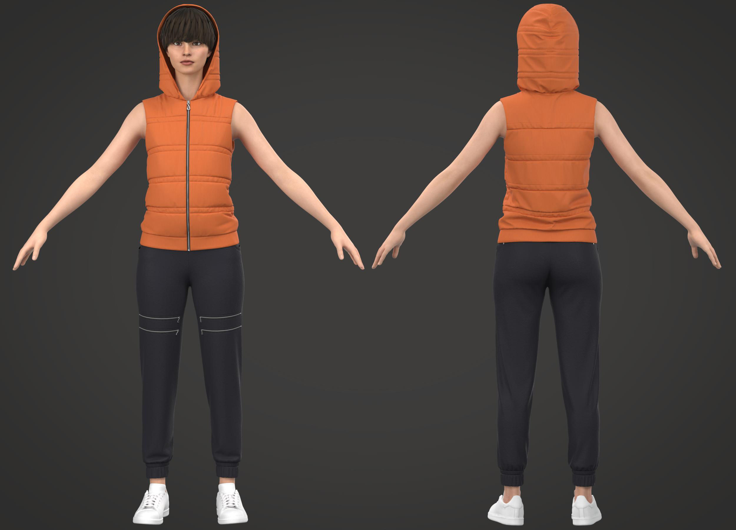8 Women Puffer Clothes 3D model_7