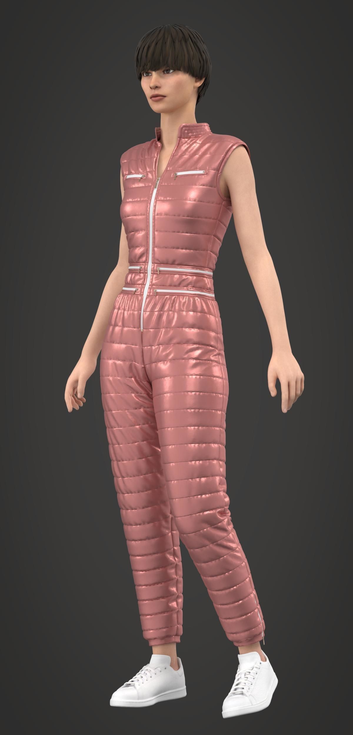 8 Women Puffer Clothes 3D model_14