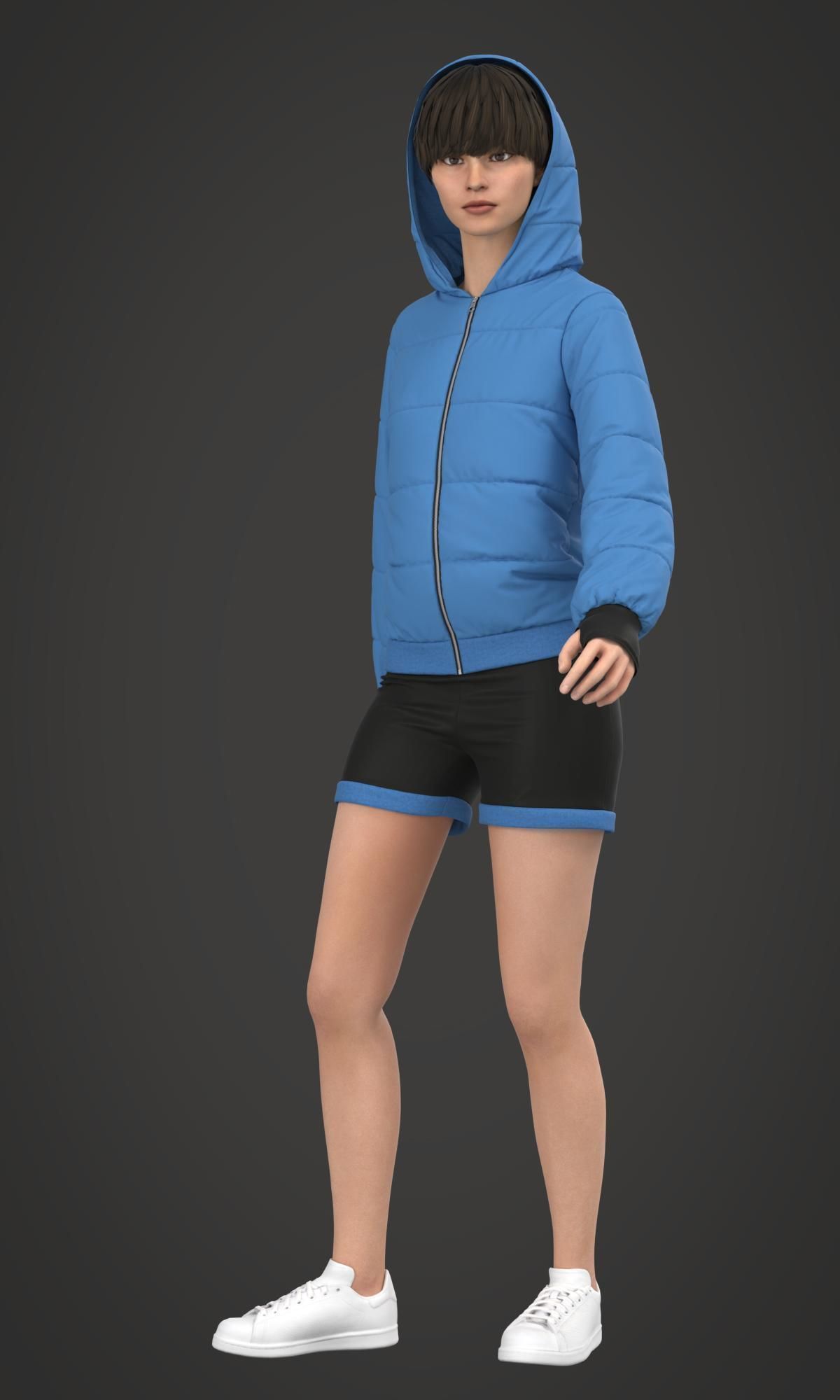 8 Women Puffer Clothes 3D model_15
