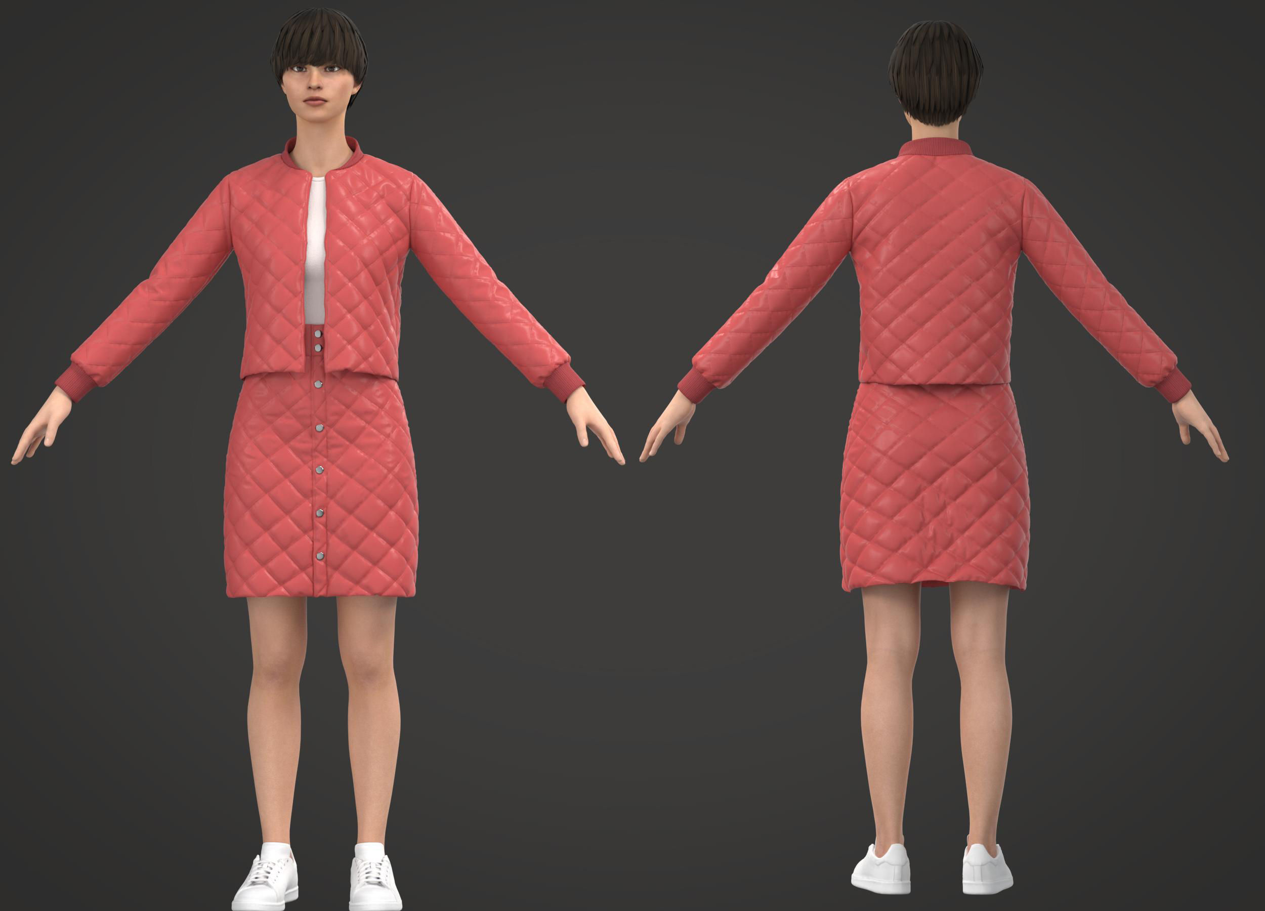 8 Women Puffer Clothes 3D model_3