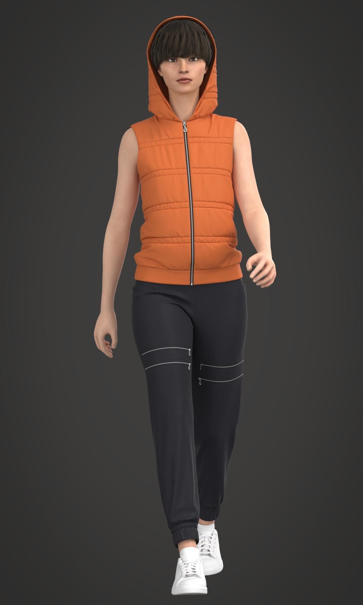 8 Women Puffer Clothes 3D model_16