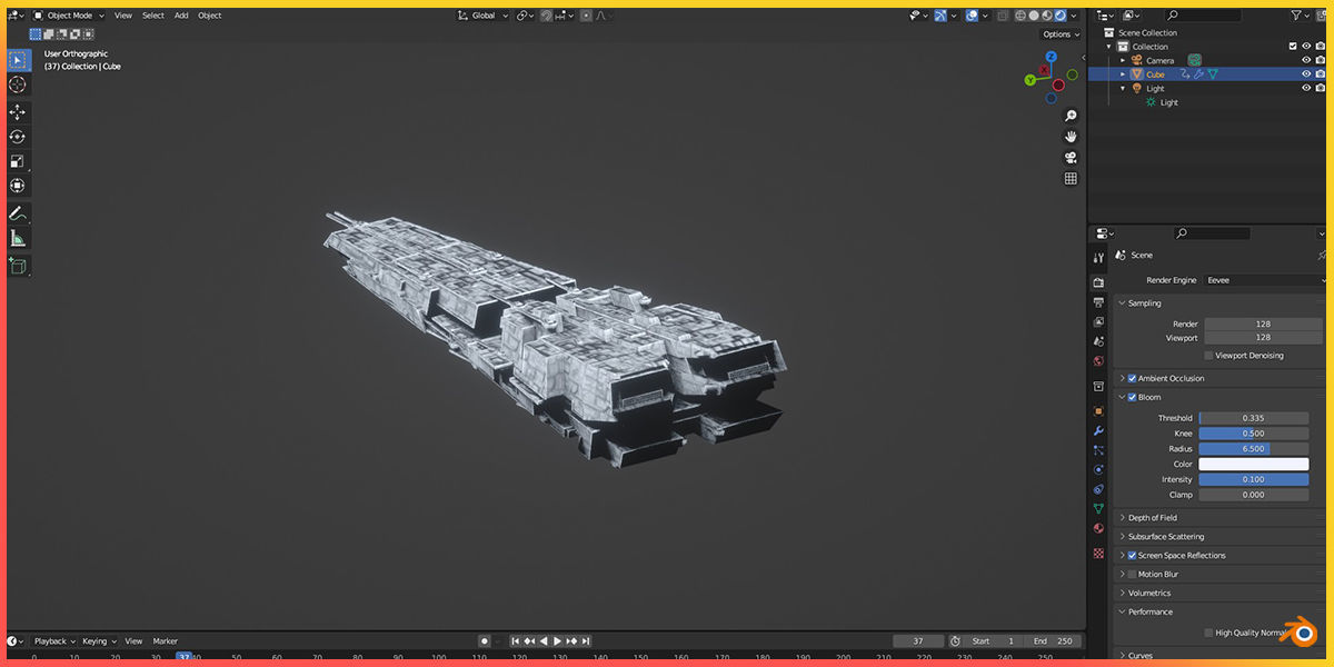 Procedural Starship Spaceship Generator Low-poly 3D model_3