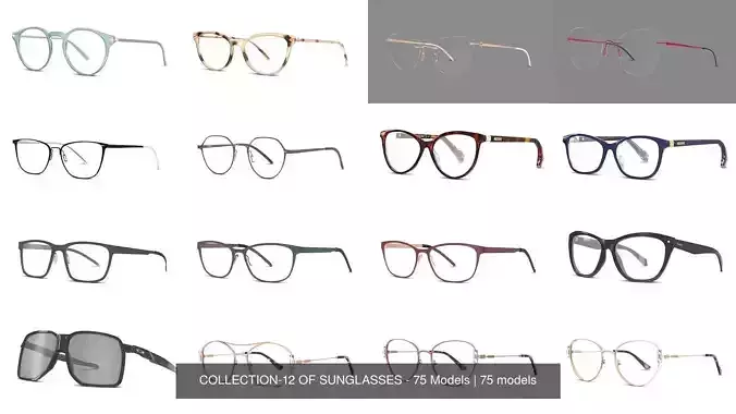 COLLECTION-12 OF SUNGLASSES - 75 Models 