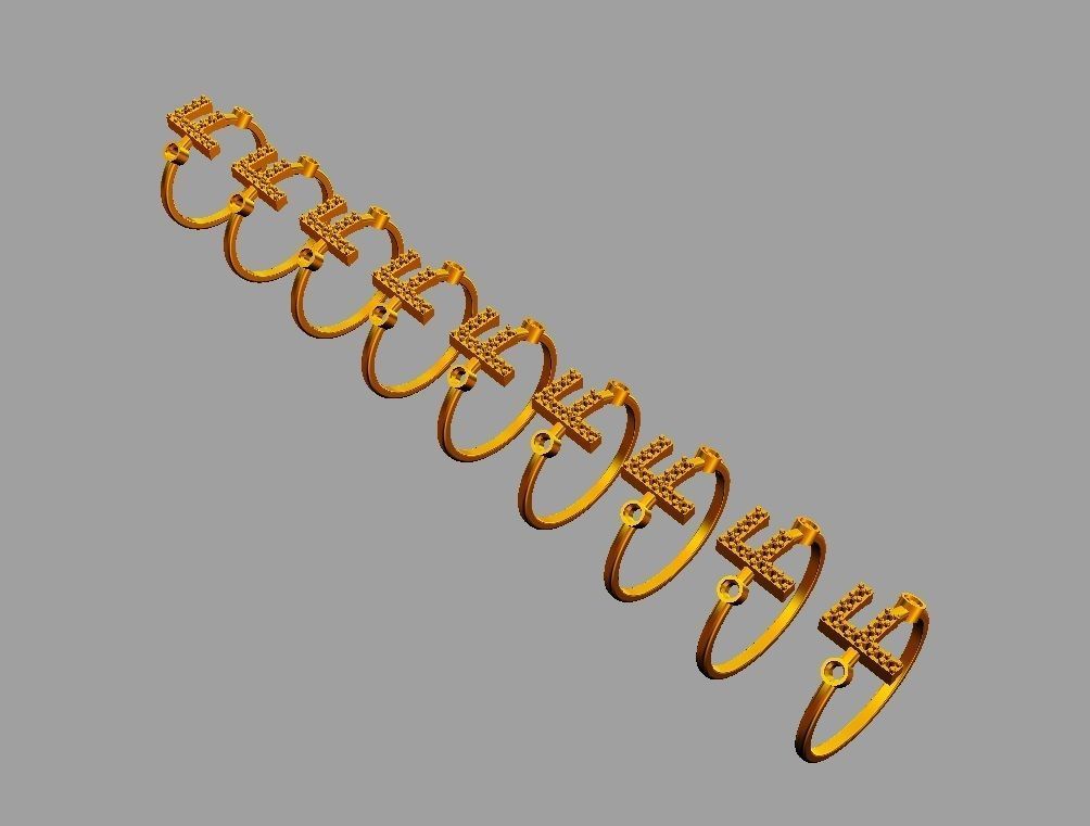 Diamond Letter Ring - F 3D print model_4