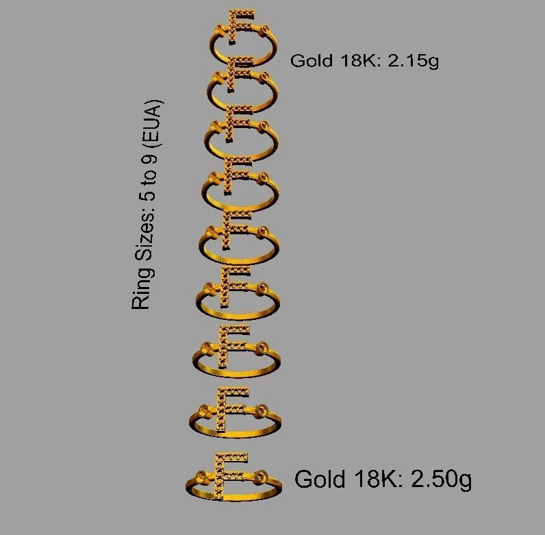 Diamond Letter Ring - F 3D print model_3