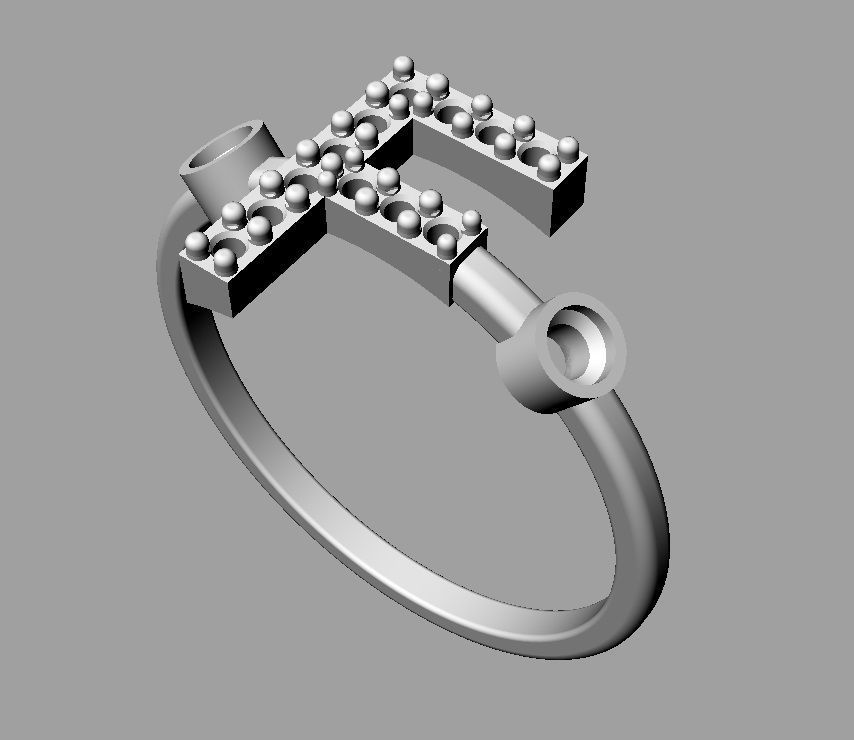 Diamond Letter Ring - F 3D print model_14