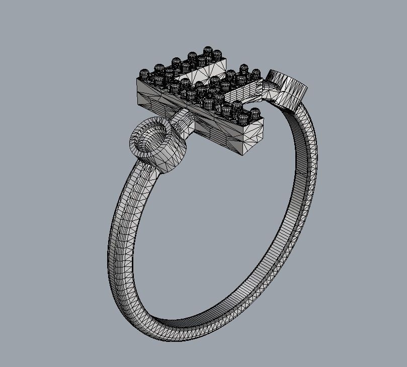 Diamond Letter Ring - F 3D print model_12