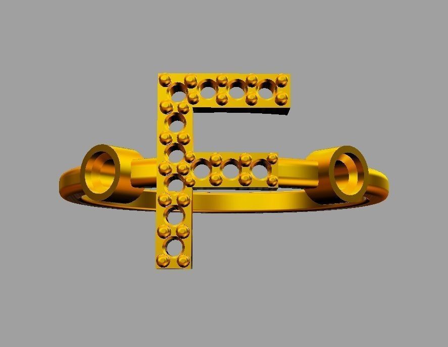 Diamond Letter Ring - F 3D print model_8