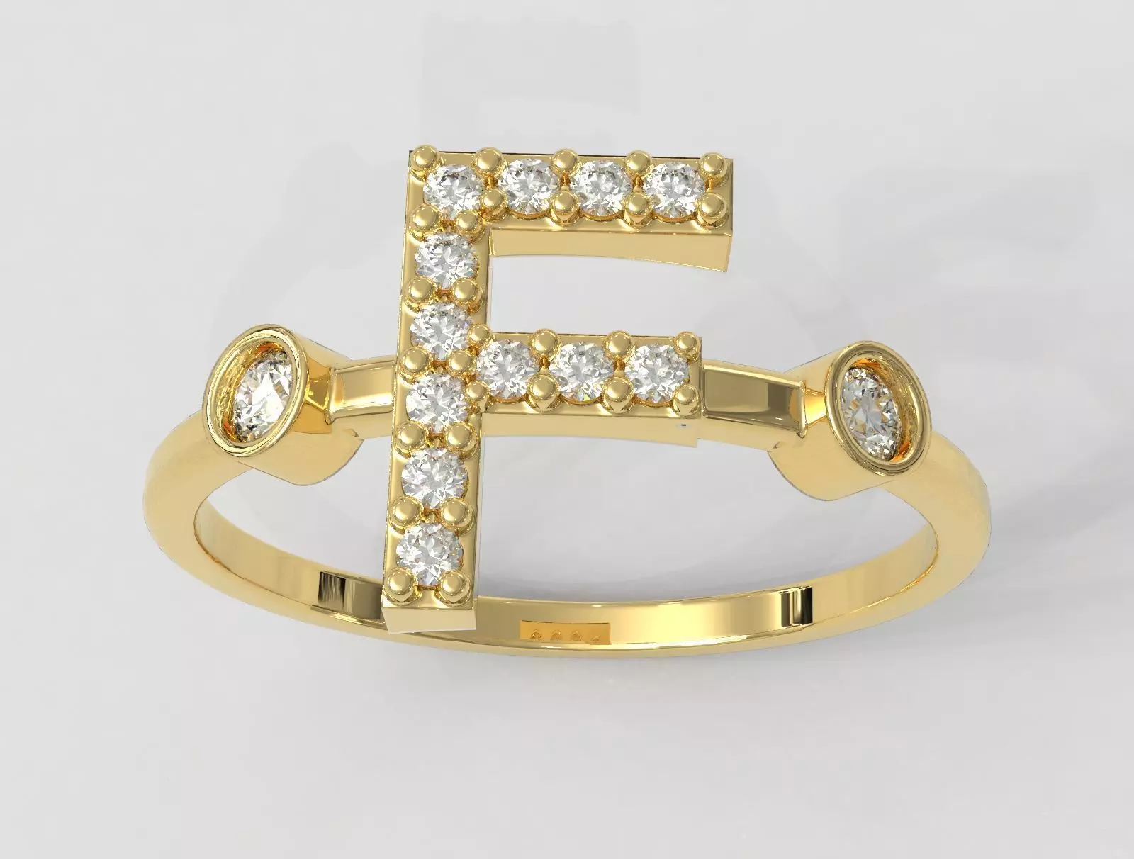 Diamond Letter Ring - F 3D print model_0