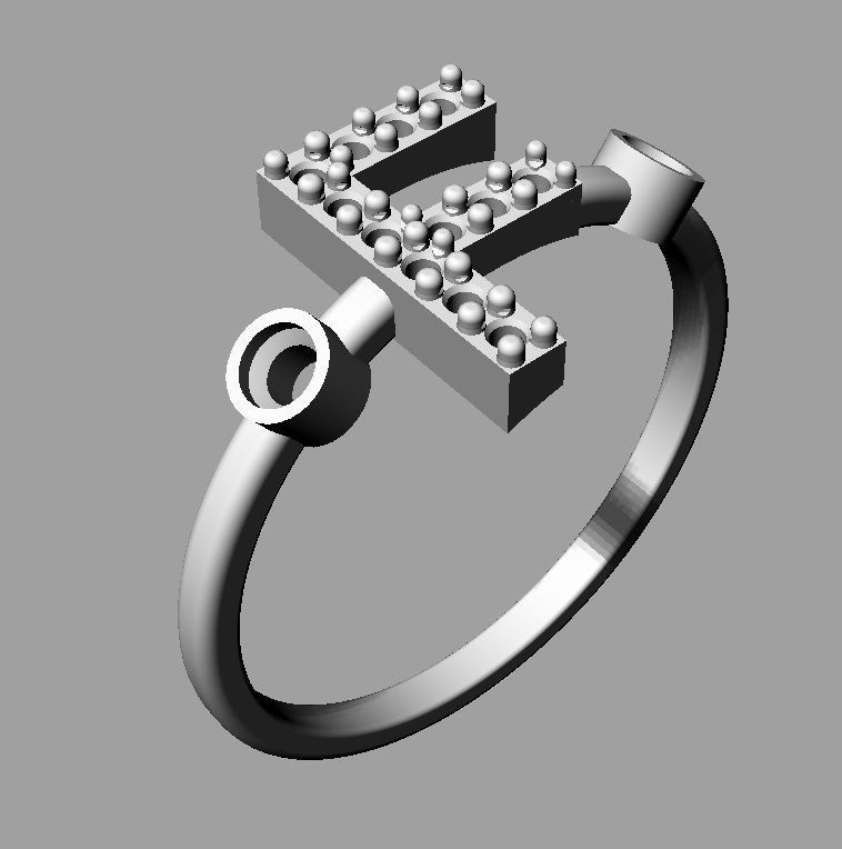 Diamond Letter Ring - F 3D print model_15