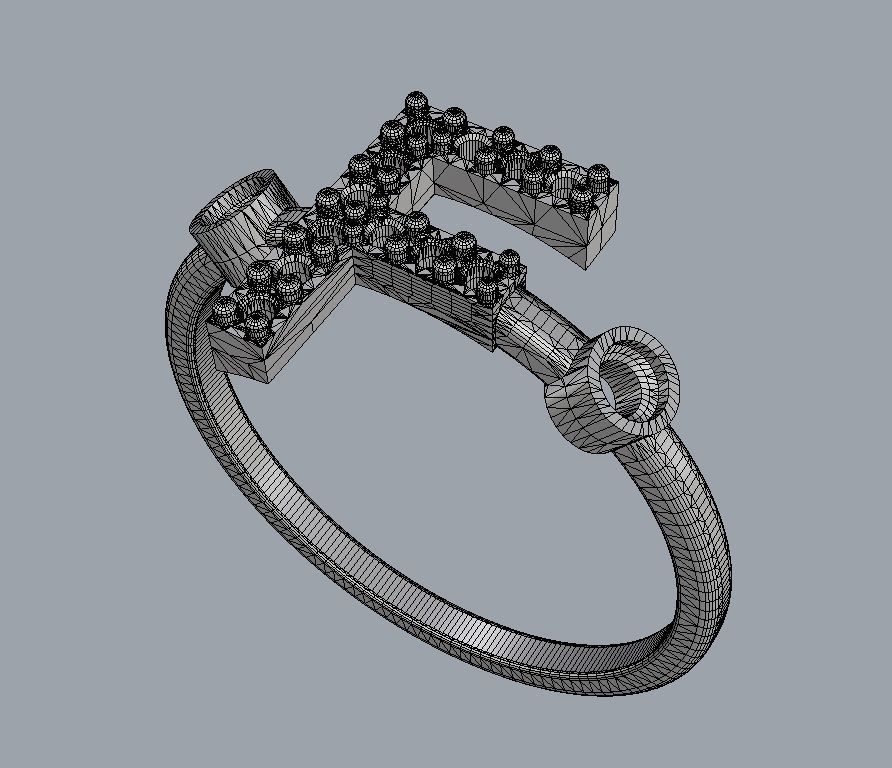 Diamond Letter Ring - F 3D print model_11