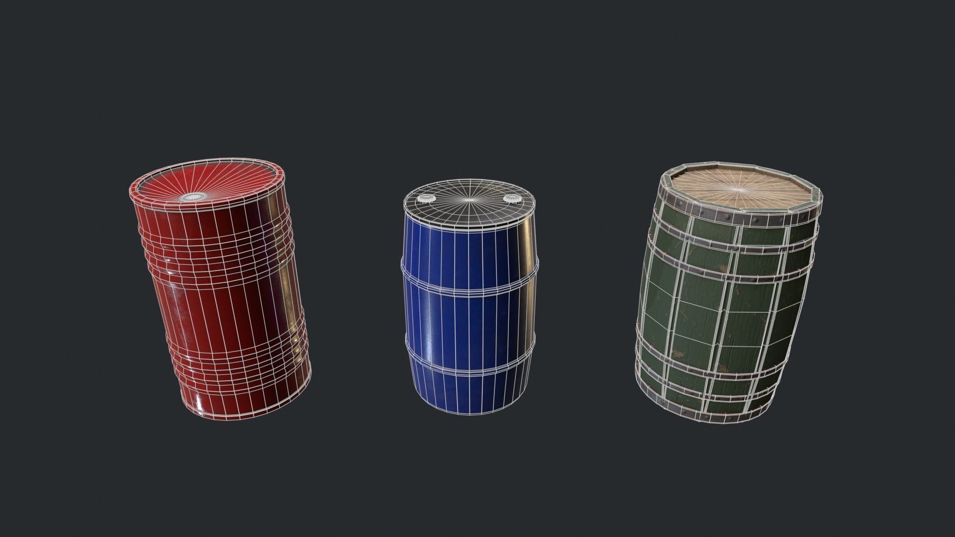 Barrel Pack 01 Low-poly 3D model_4
