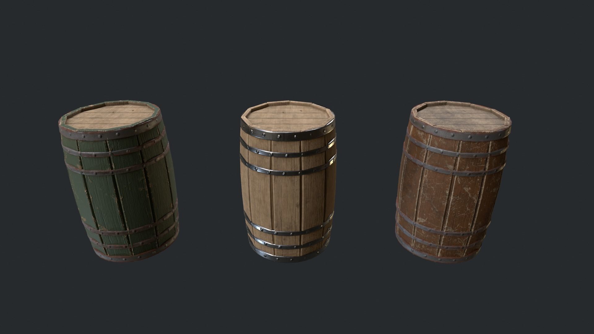 Barrel Pack 01 Low-poly 3D model_5