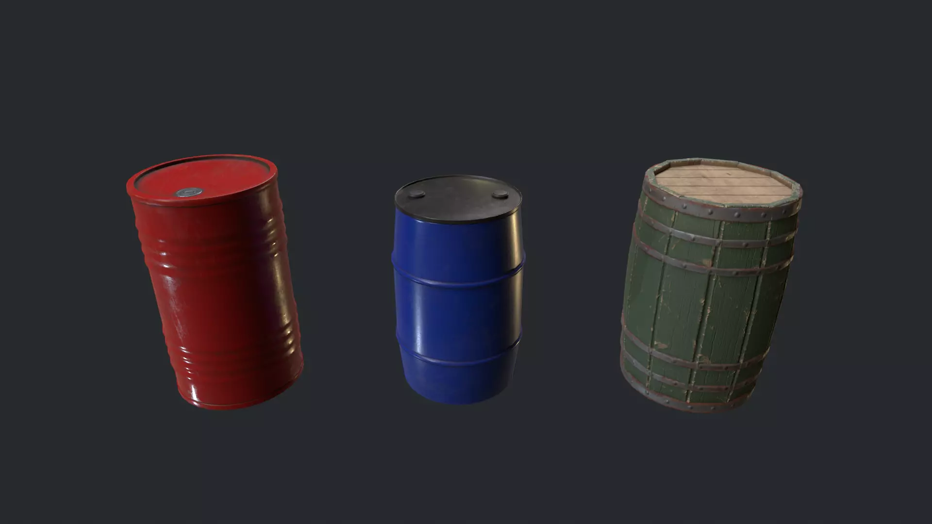 Barrel Pack 01 Low-poly 3D model_0