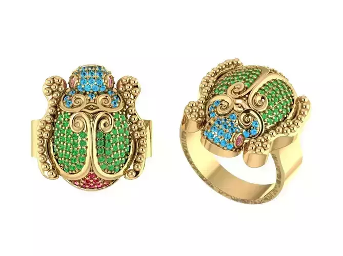 Scarab Bug Diamond Ring