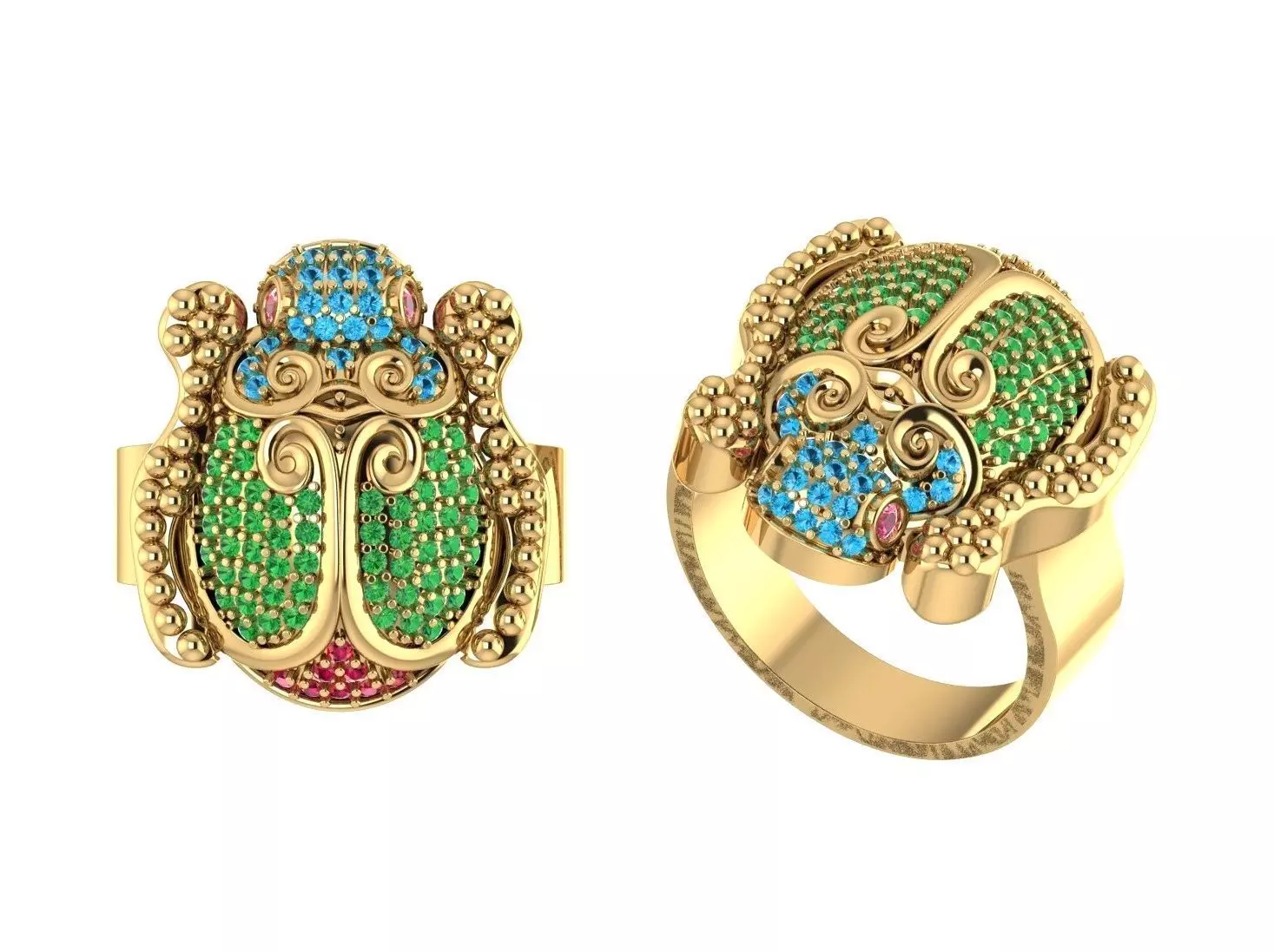 Scarab Bug Diamond Ring 3D print model