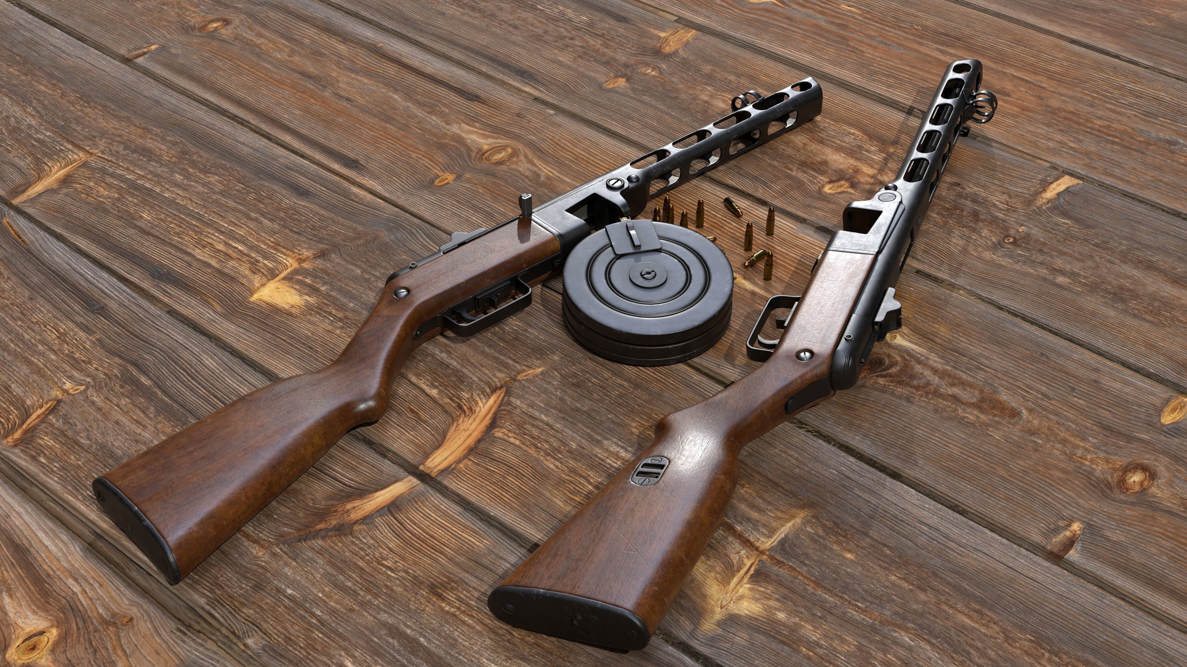 PPSH-41 Submachine Gun Low-poly 3D model_11