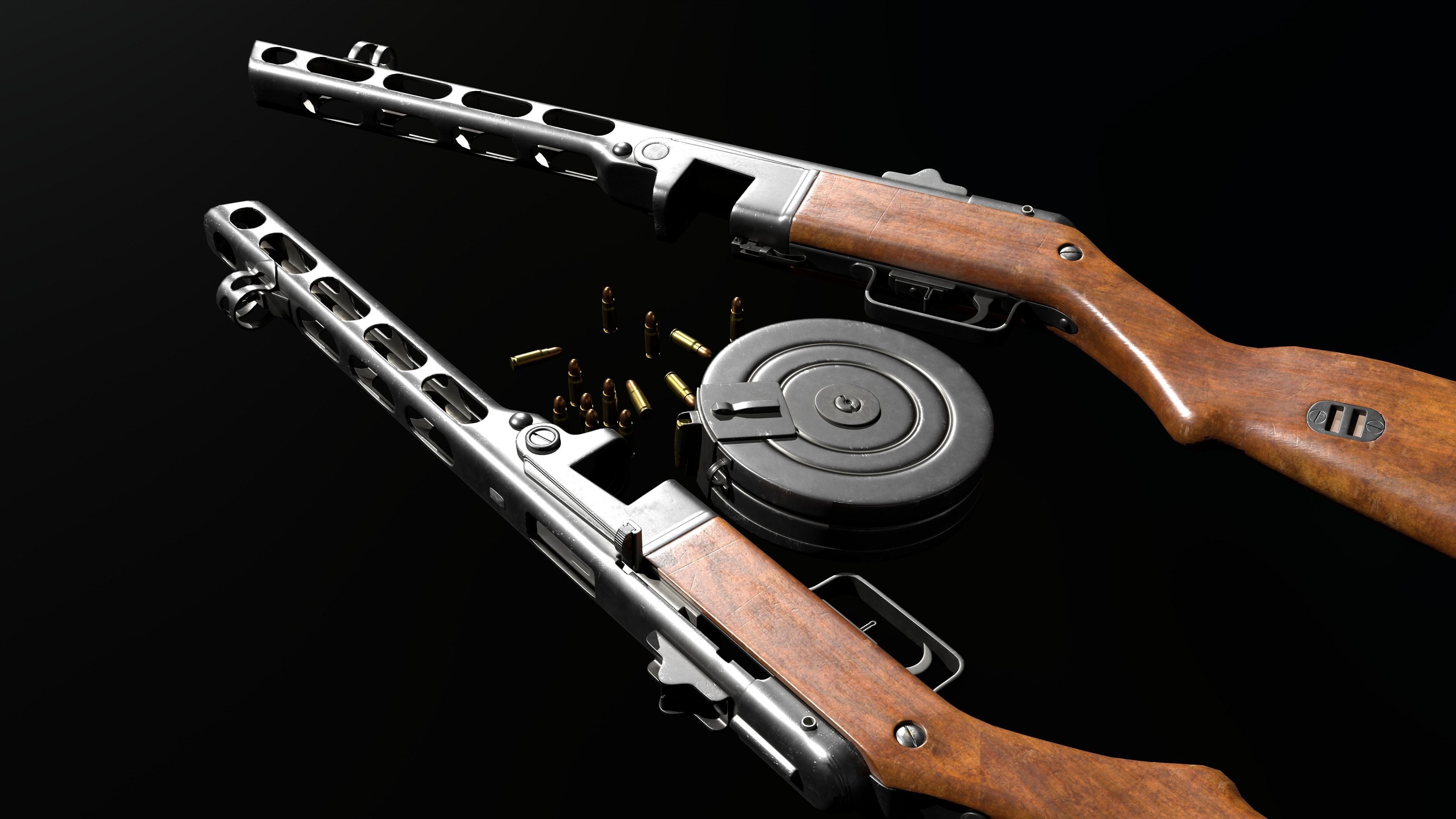 PPSH-41 Submachine Gun Low-poly 3D model_3