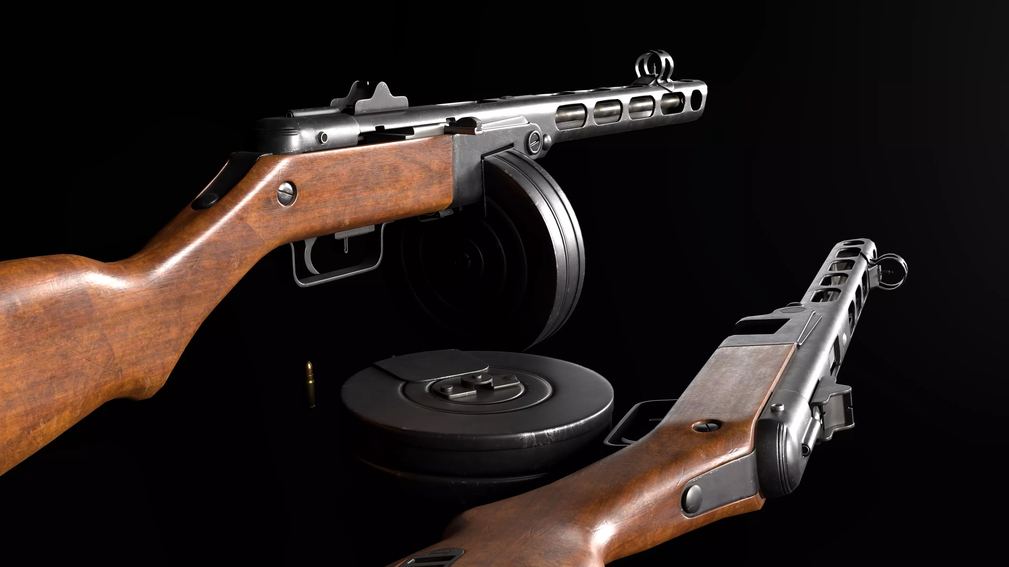PPSH-41 Submachine Gun Low-poly 3D model_0