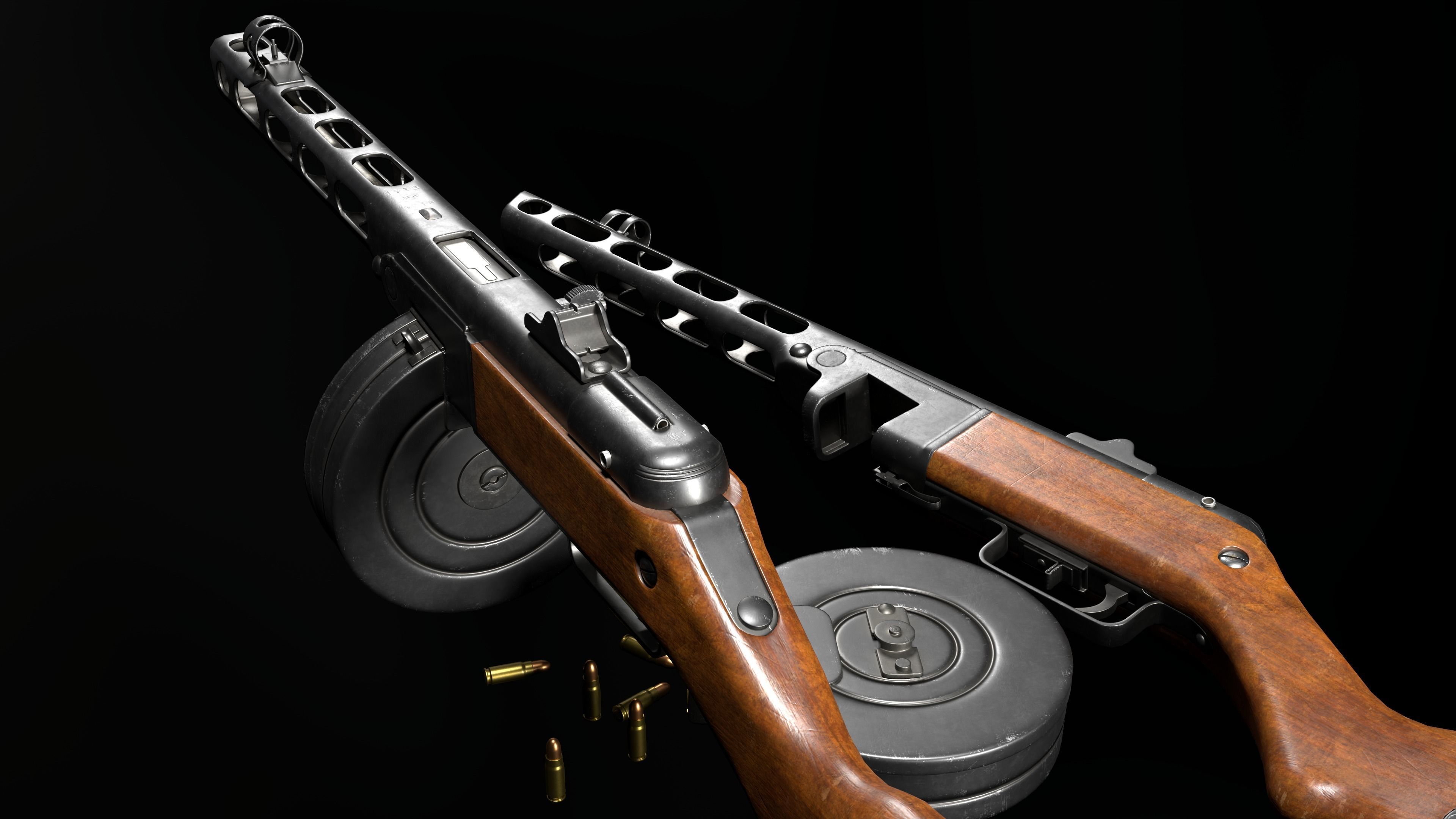 PPSH-41 Submachine Gun Low-poly 3D model_4