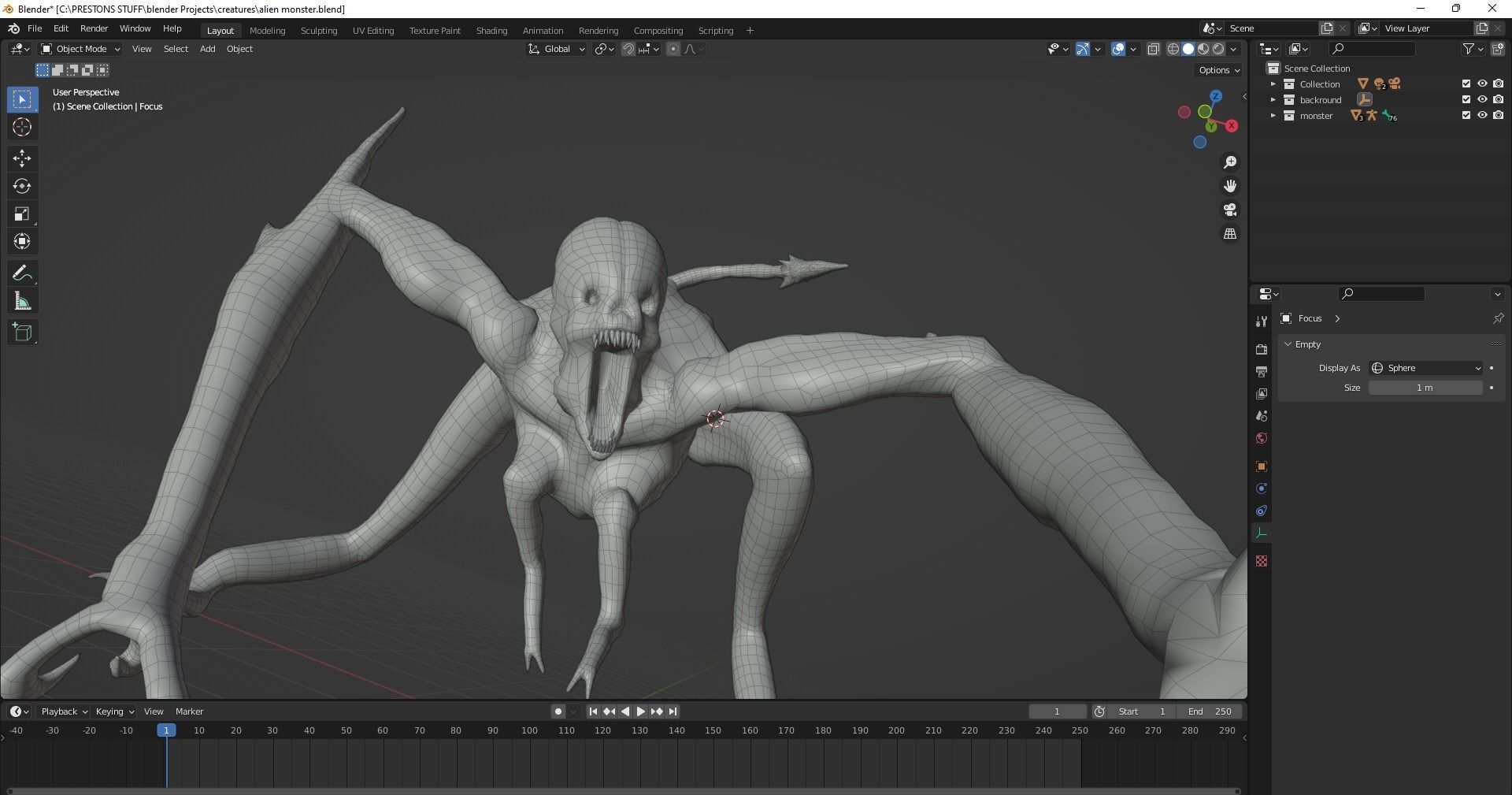 Alien Monster Free low-poly 3D model_5