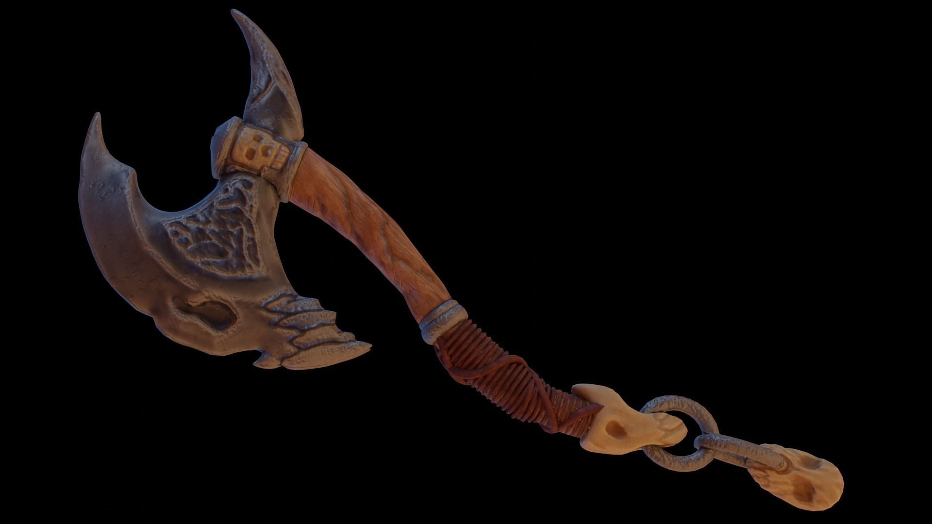 Stylized Axe - Bone Axe Low-poly 3D model_2