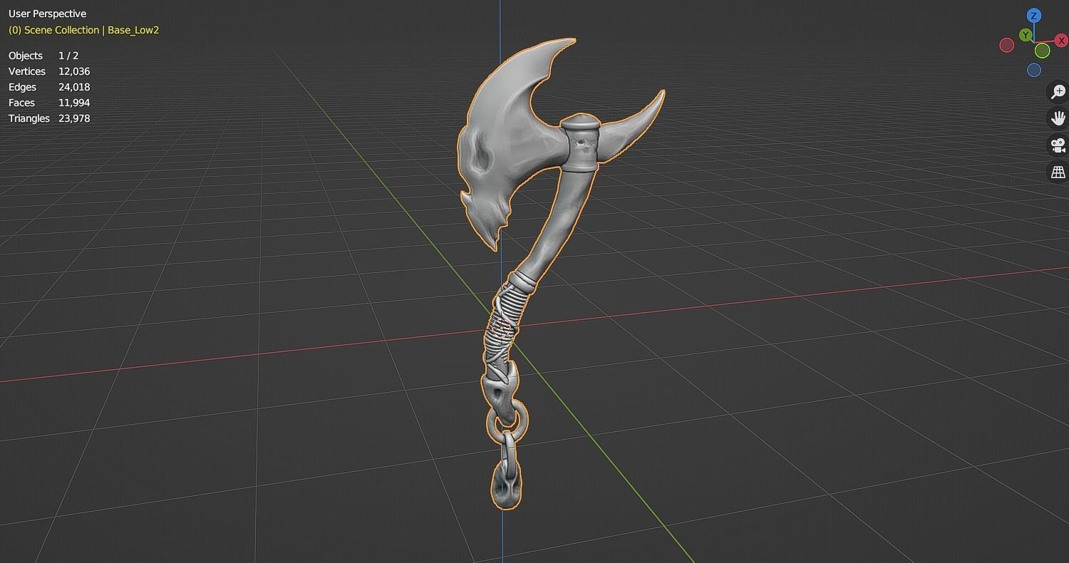 Stylized Axe - Bone Axe Low-poly 3D model_4