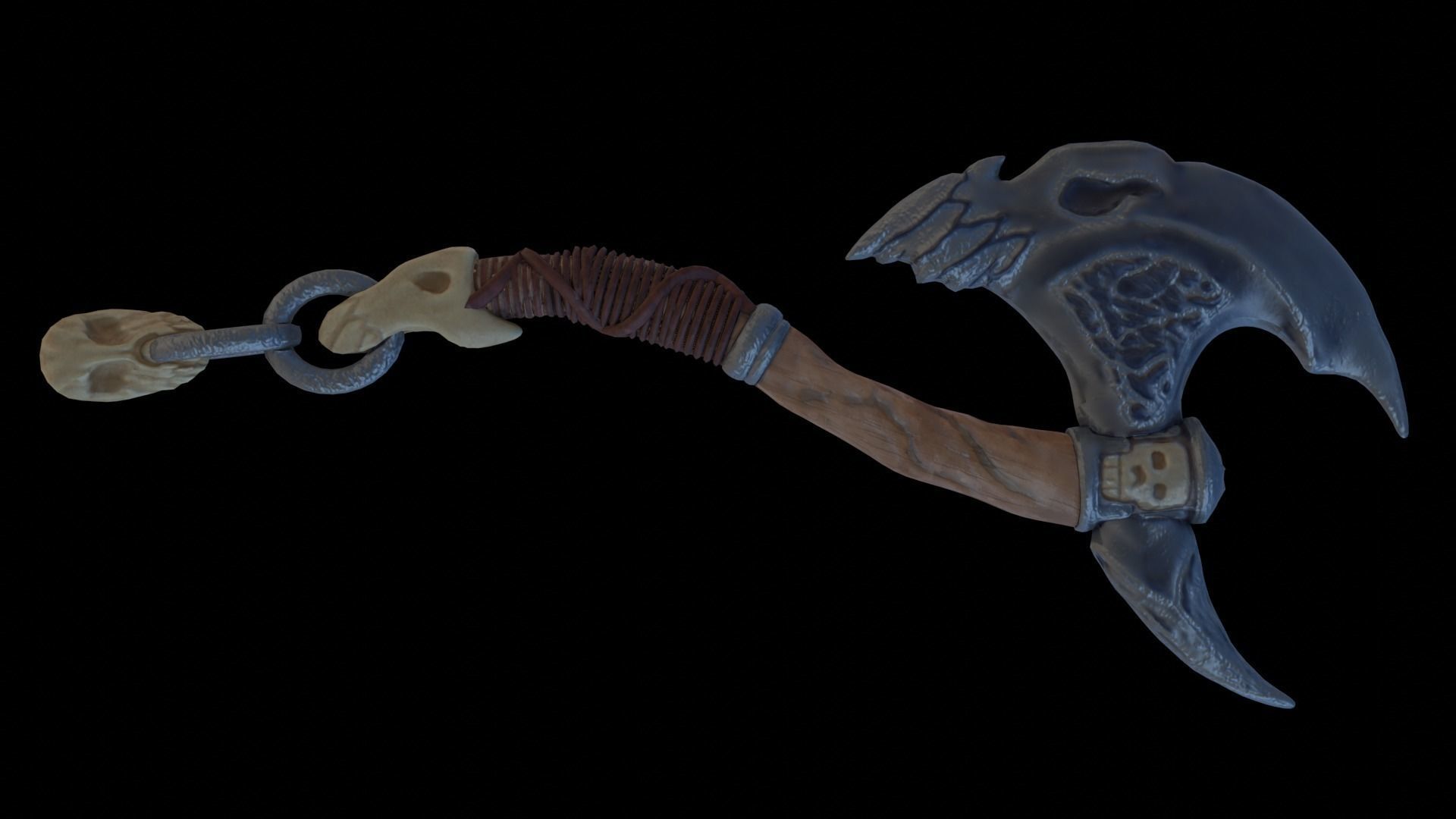 Stylized Axe - Bone Axe Low-poly 3D model_7