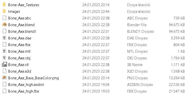 Stylized Axe - Bone Axe Low-poly 3D model_11