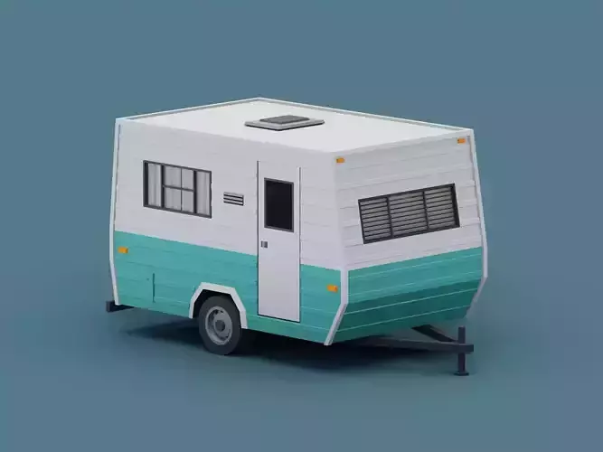 Stylized Small Camper Trailer Classic  Low-poly 3D model