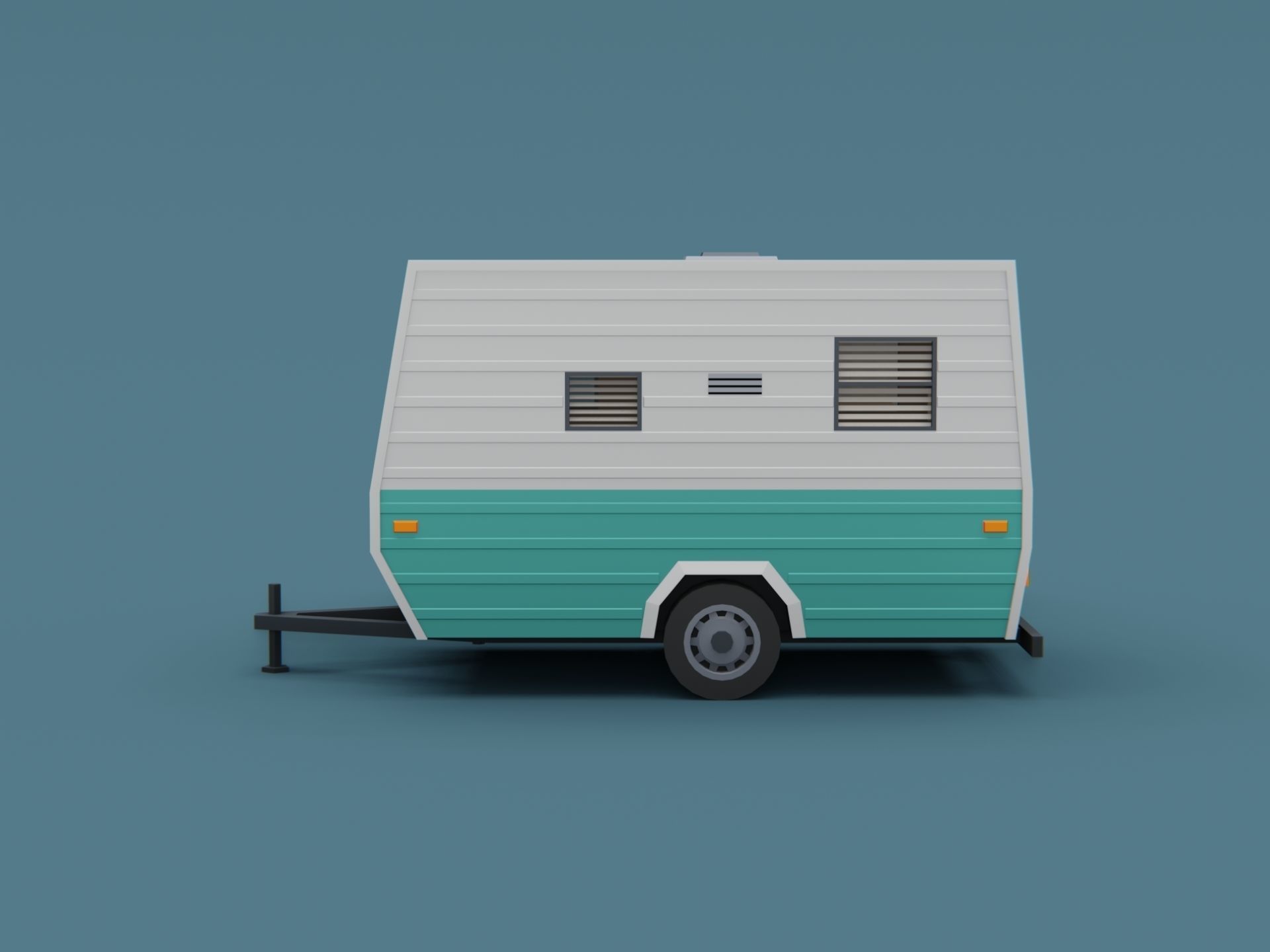 Stylized Small Camper Trailer Classic  Low-poly 3D model_4