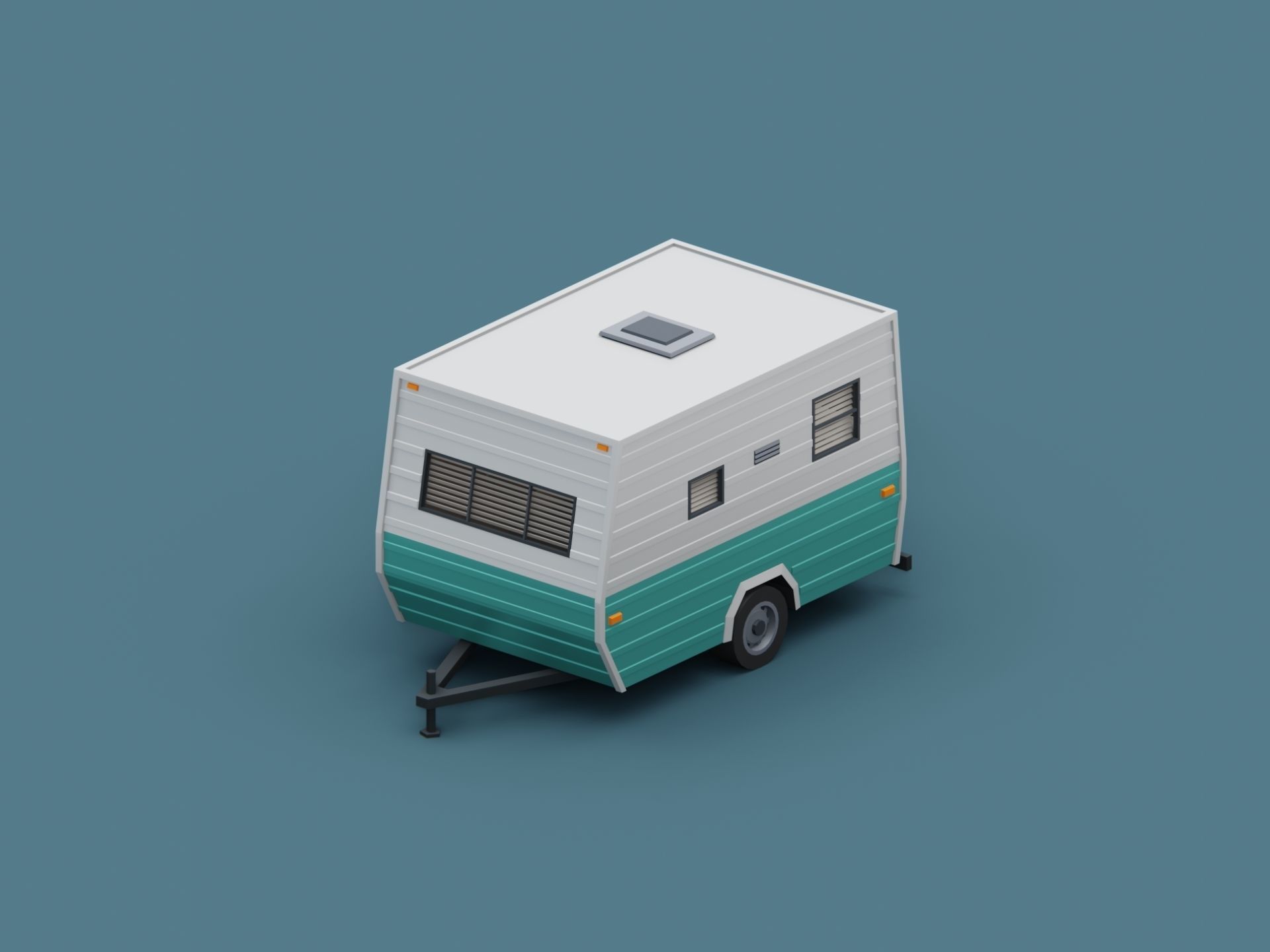 Stylized Small Camper Trailer Classic  Low-poly 3D model_5