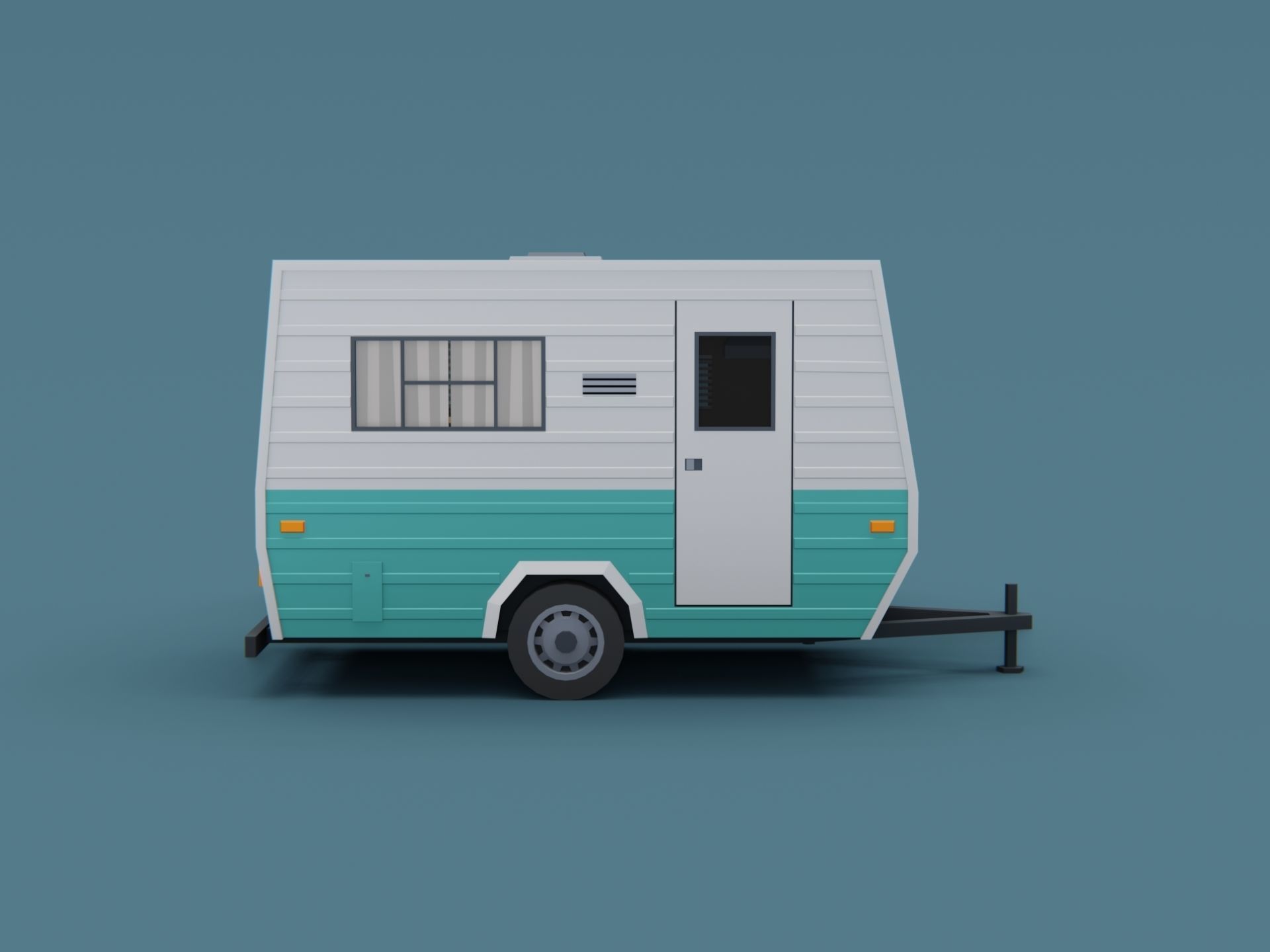 Stylized Small Camper Trailer Classic  Low-poly 3D model_3