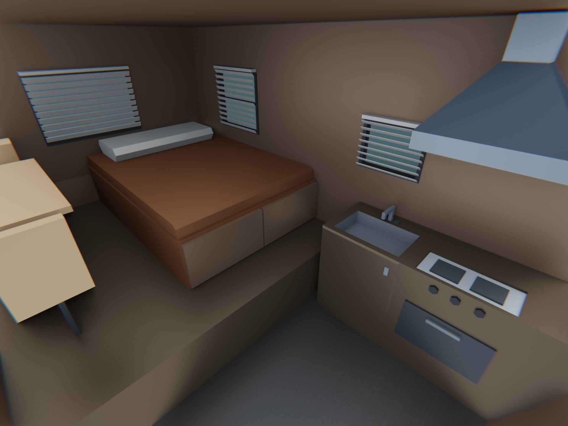Stylized Small Camper Trailer Classic  Low-poly 3D model_7