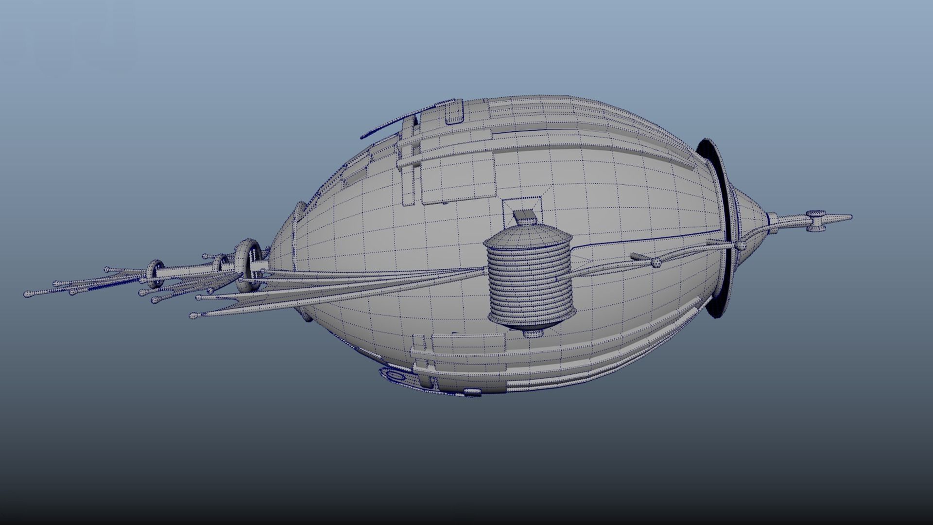 Airship PBR game ready steampunk ship flying in sky Low-poly 3D model_8