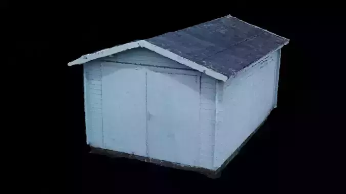 4K Realistic Wooden Blue Shed Photoscan Low-poly 3D model