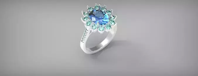 Cocktail ring solitarie royal blue Sapphire 3D print model