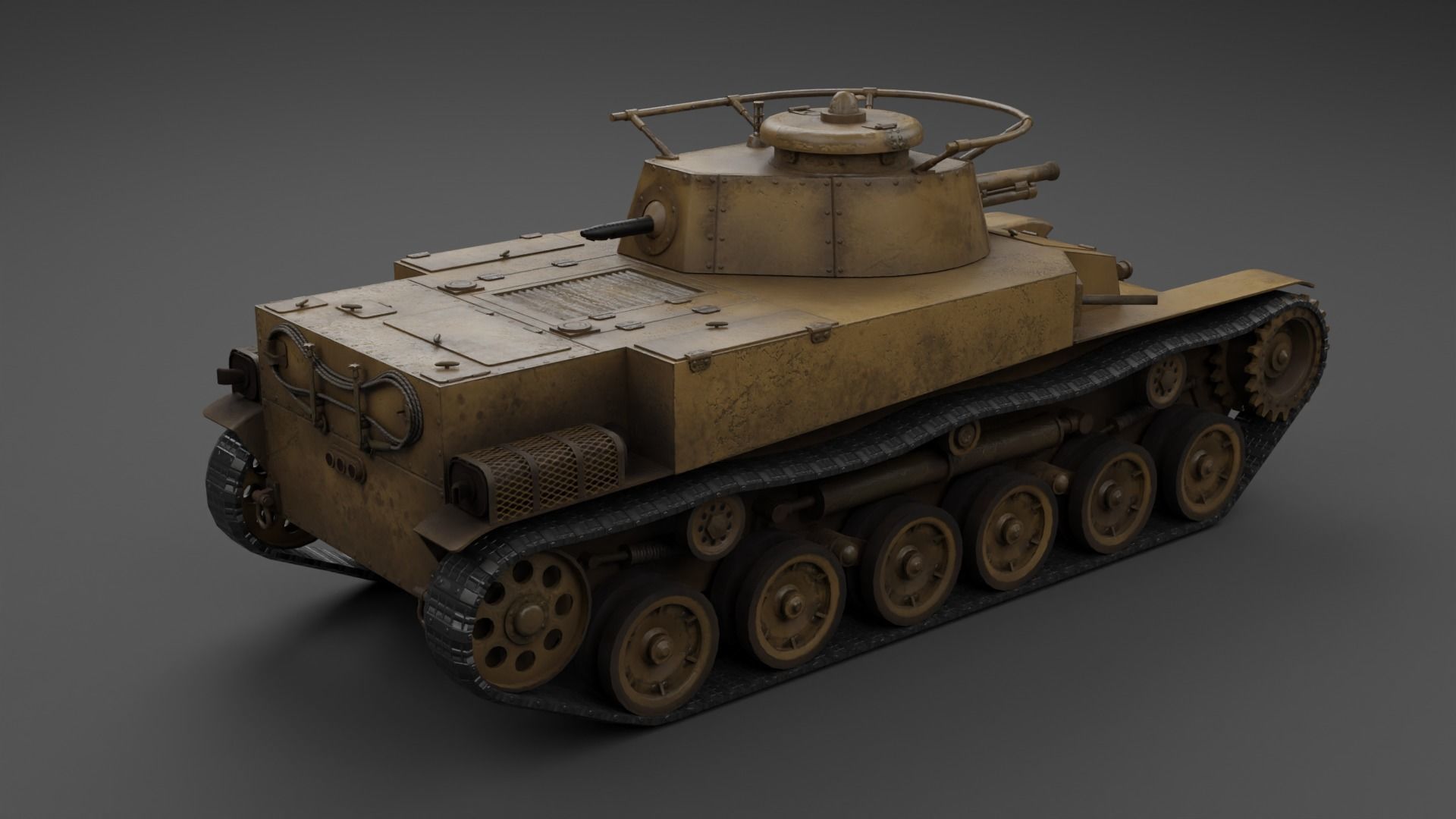 Ka-Ho Flamethrower Tank Low-poly 3D model_4