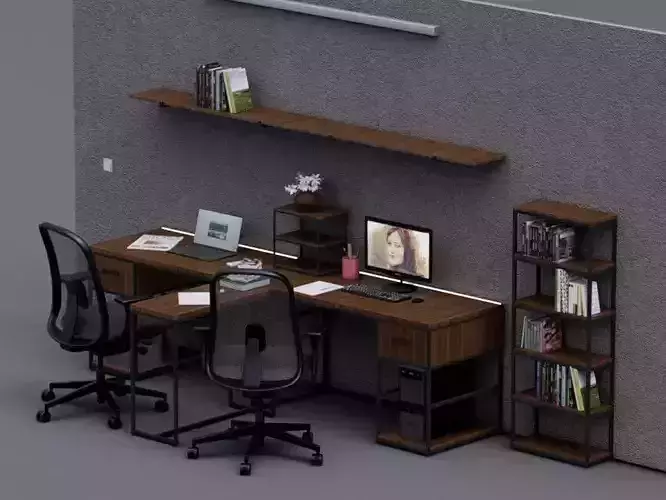 Desk and bookshelf set