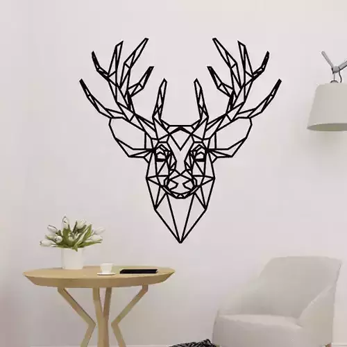 Polygonal Deer Head 2D Decor