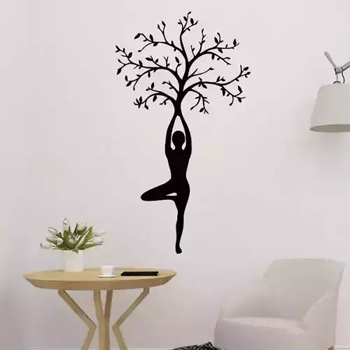 Yoga Meditation And Tree Wall Art 2D 3D print model