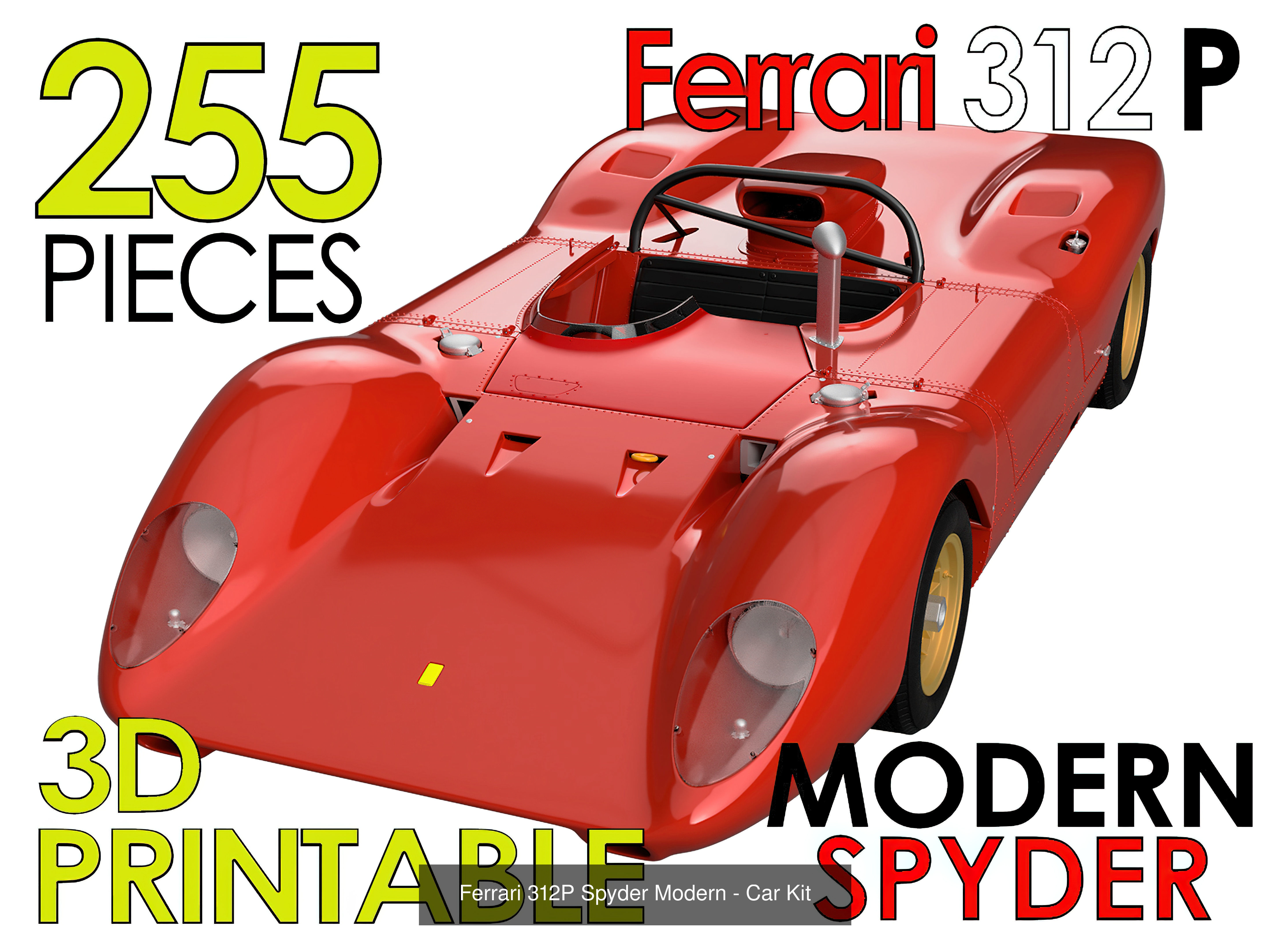 Ferrari 312 P 3D Printable - Car Kit Pack Bundle 3D Model Collection_6