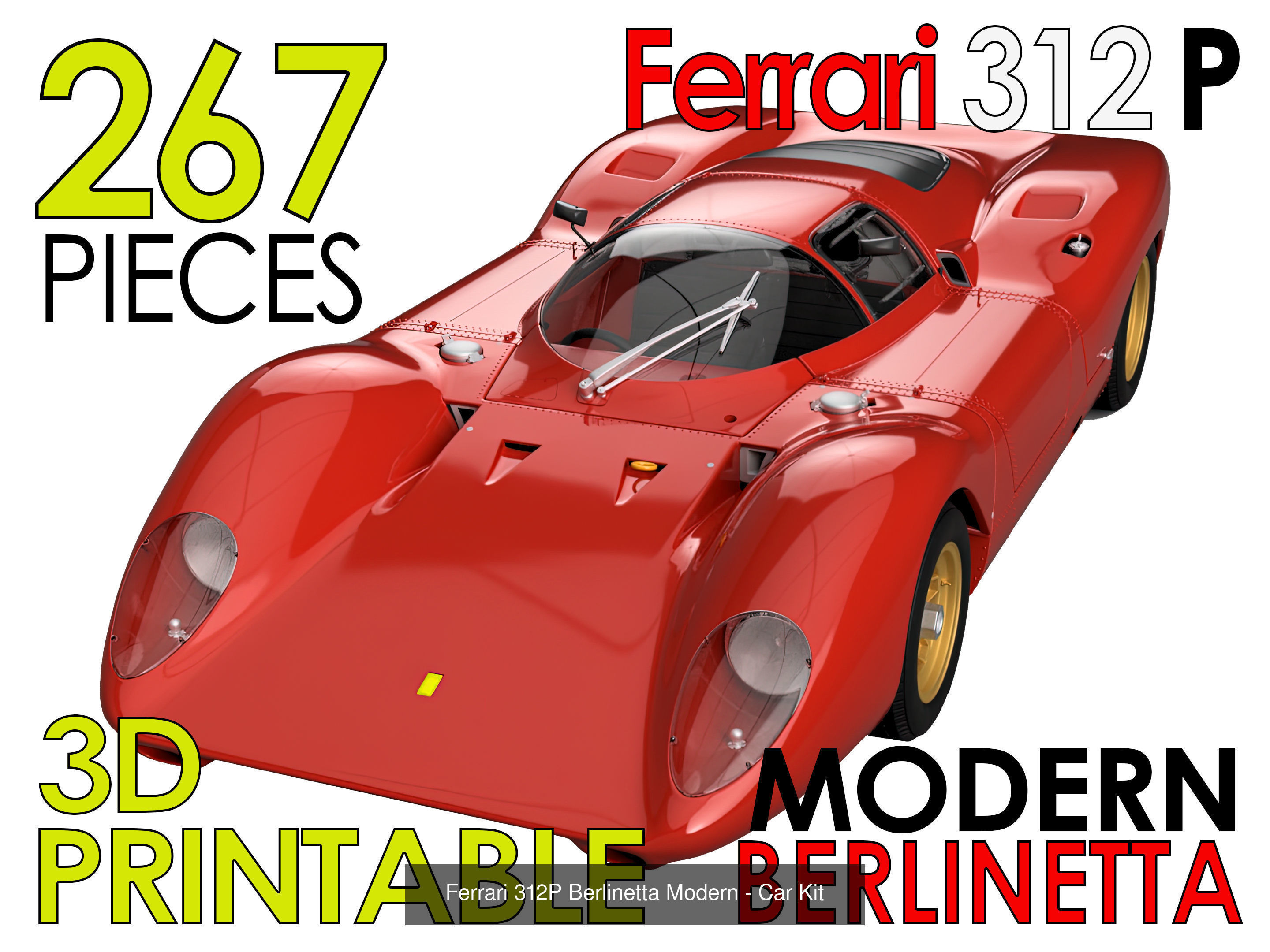 Ferrari 312 P 3D Printable - Car Kit Pack Bundle 3D Model Collection_8