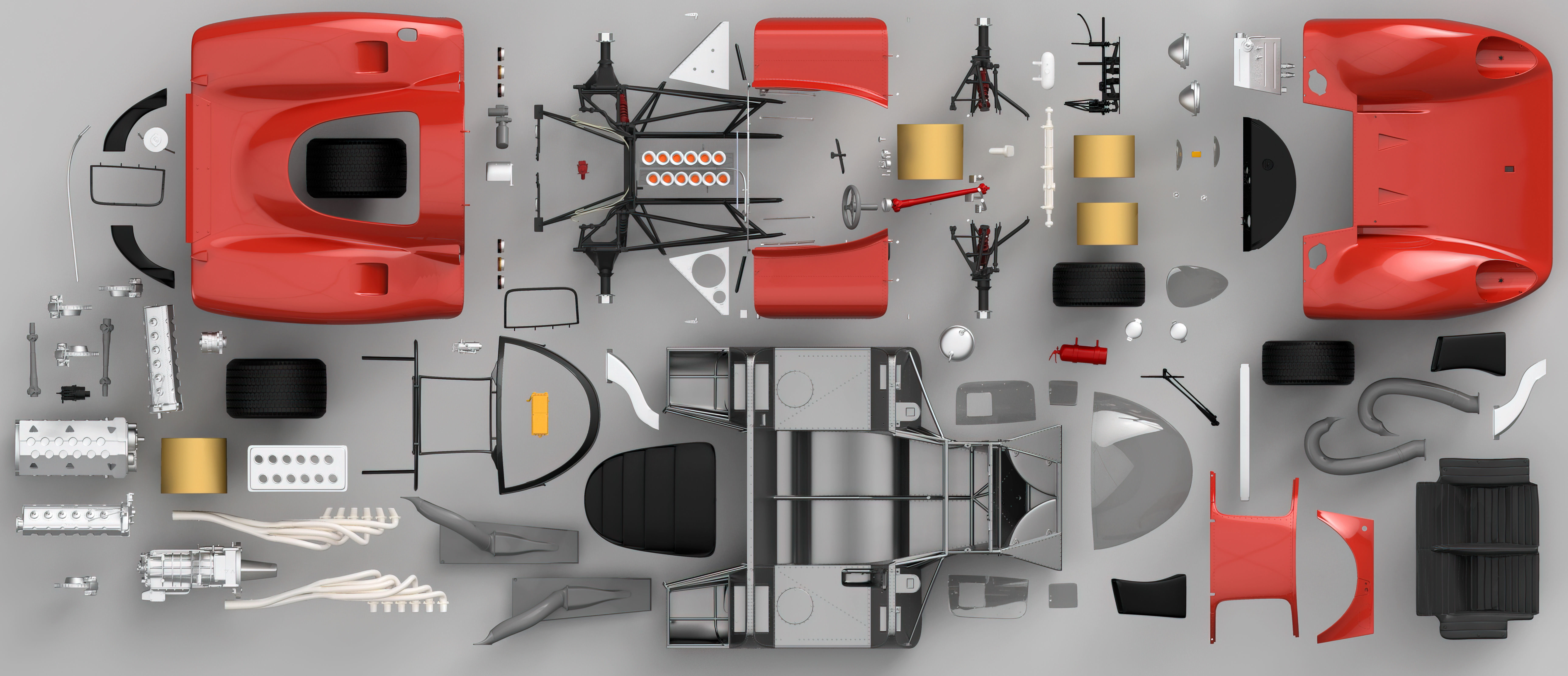 Ferrari 312 P 3D Printable - Car Kit Pack Bundle 3D Model Collection_11