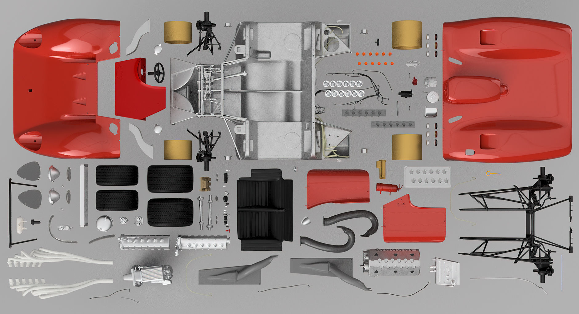 Ferrari 312 P 3D Printable - Car Kit Pack Bundle 3D Model Collection_15